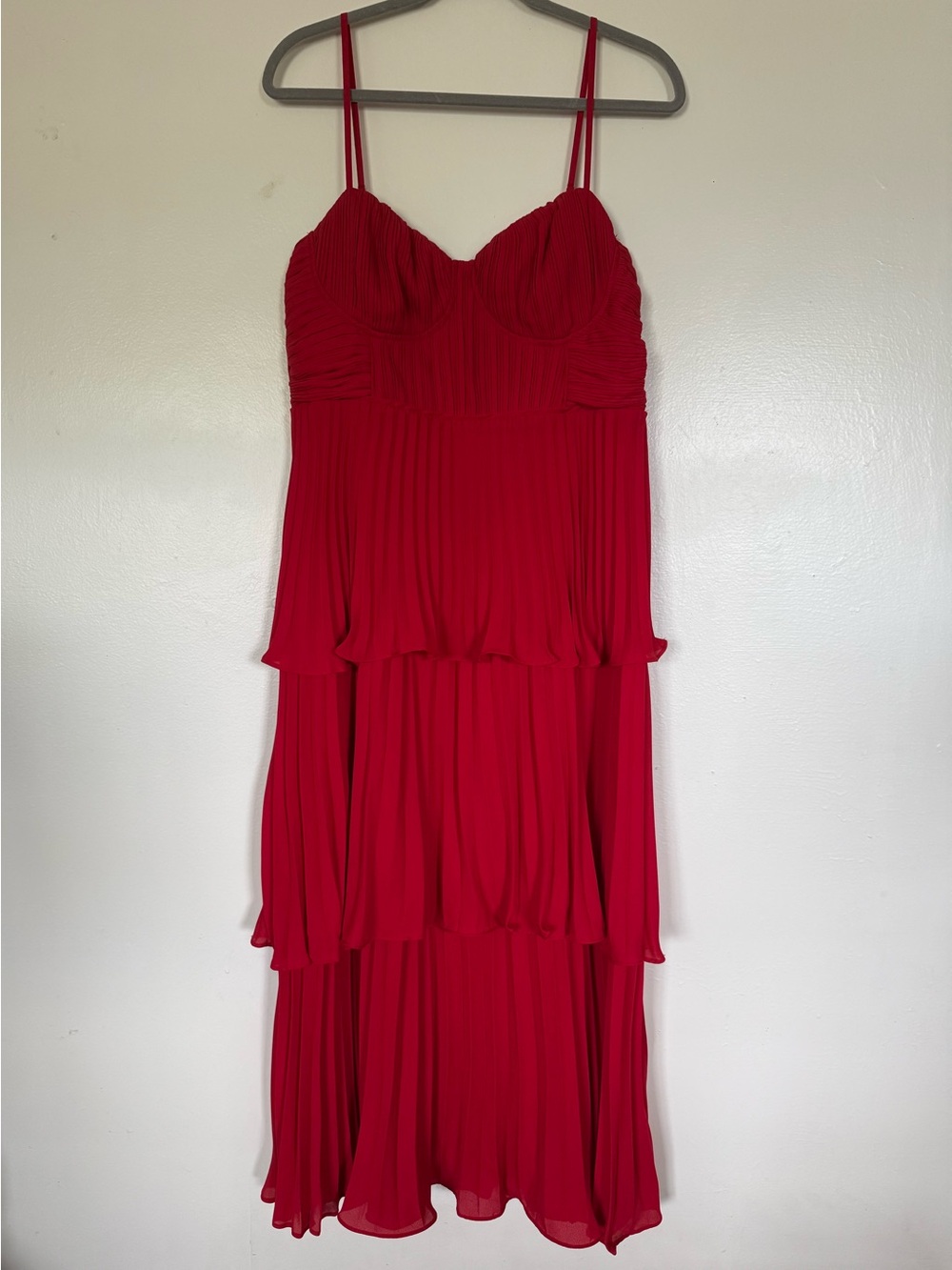 Lulus Red Tiered Midi Dress